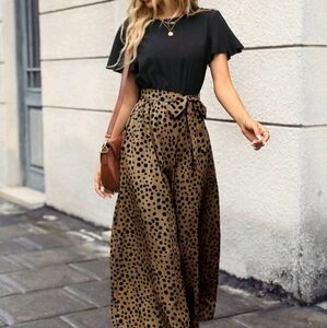 SHEIN Clasi Women's Summer PatchworkPrint Round Neck Ruffled Short Sleeve Large